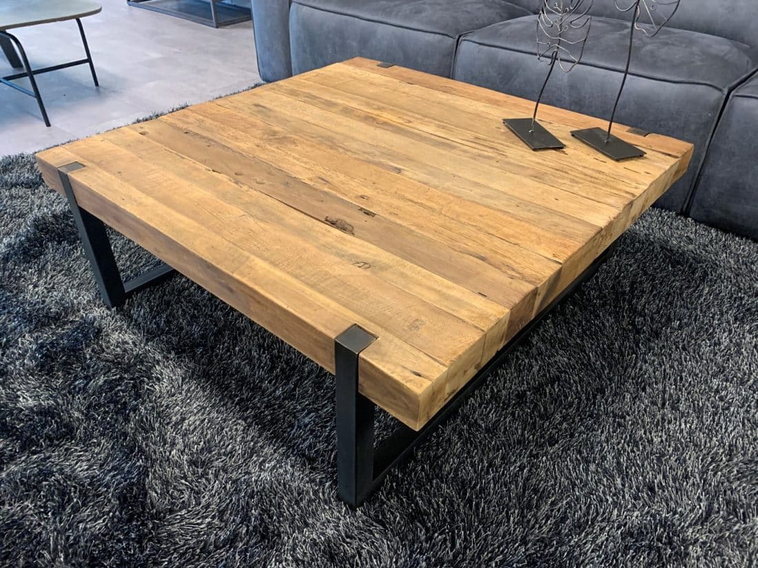 Robuuste Salontafel Oud Hout Vierkant