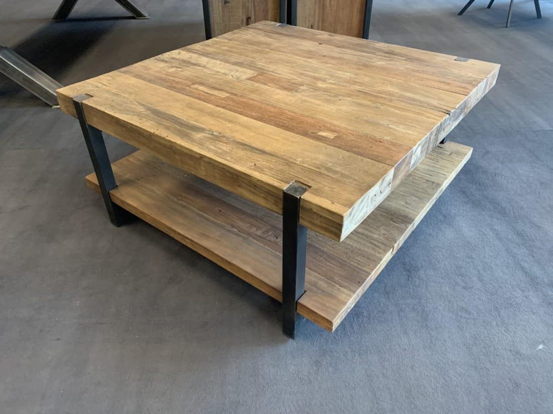 Robuuste Salontafel Oud Hout Dubbel