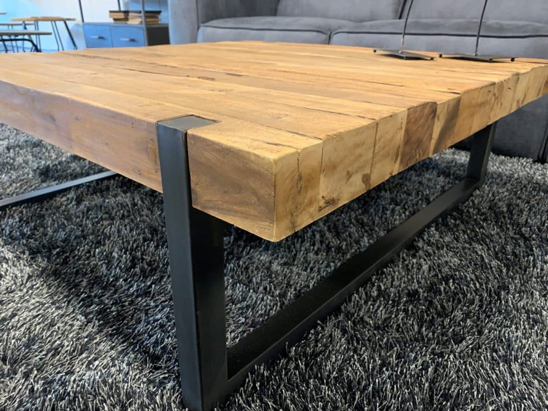 Robuuste Salontafel Oud Hout Vierkant