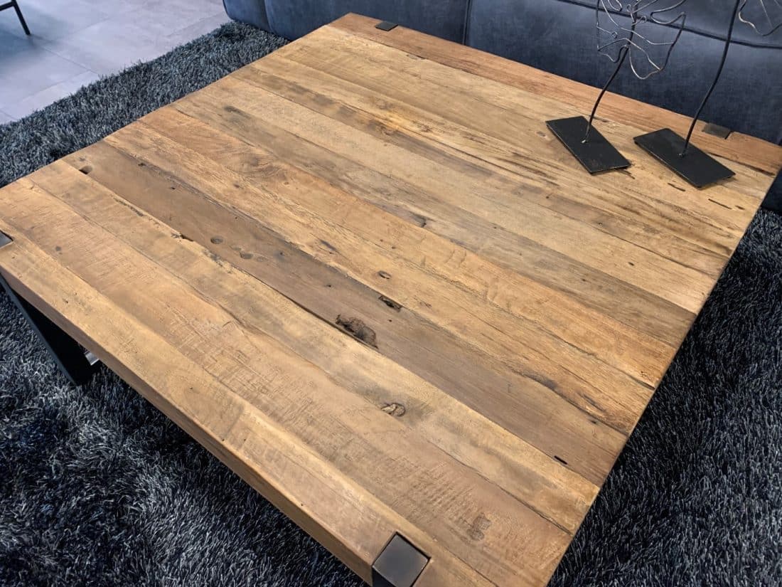 Robuuste Salontafel Oud Hout Vierkant