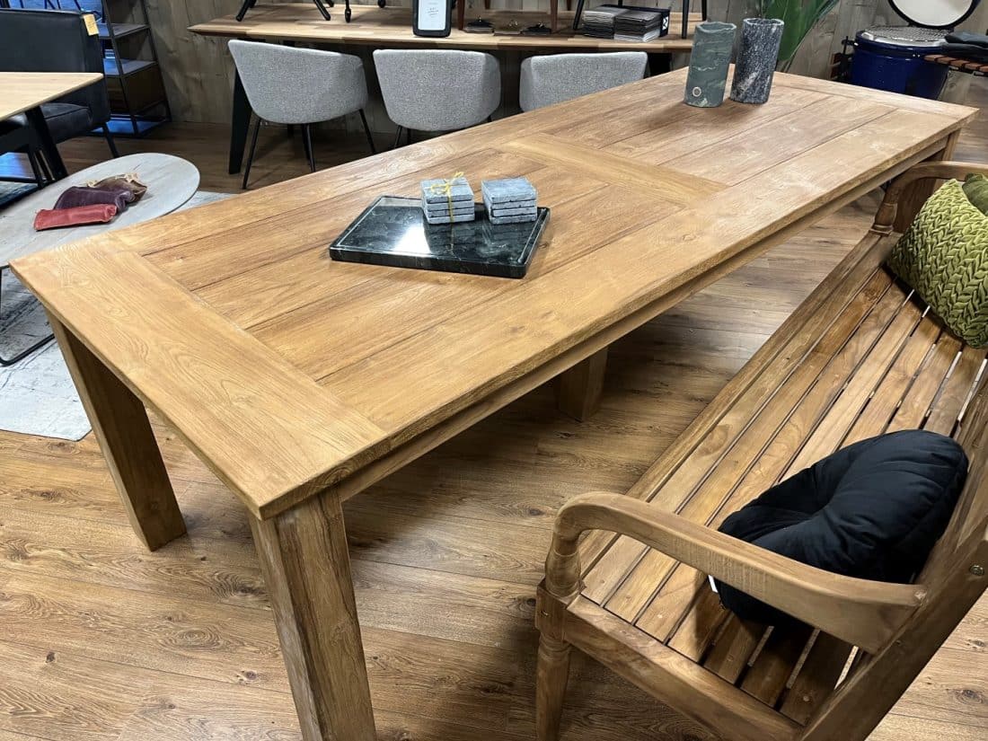 Teakhouten Tuintafel 220cm Set Aanbieding