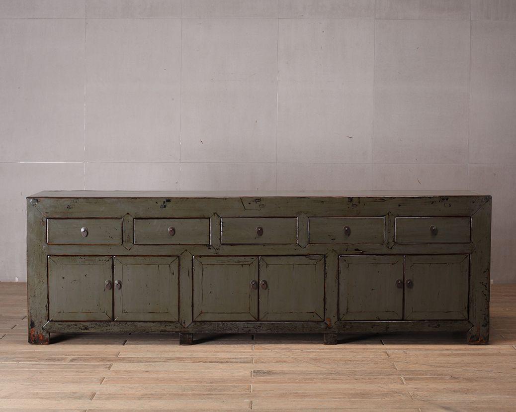Groot dressoir hoogglans groen grijs