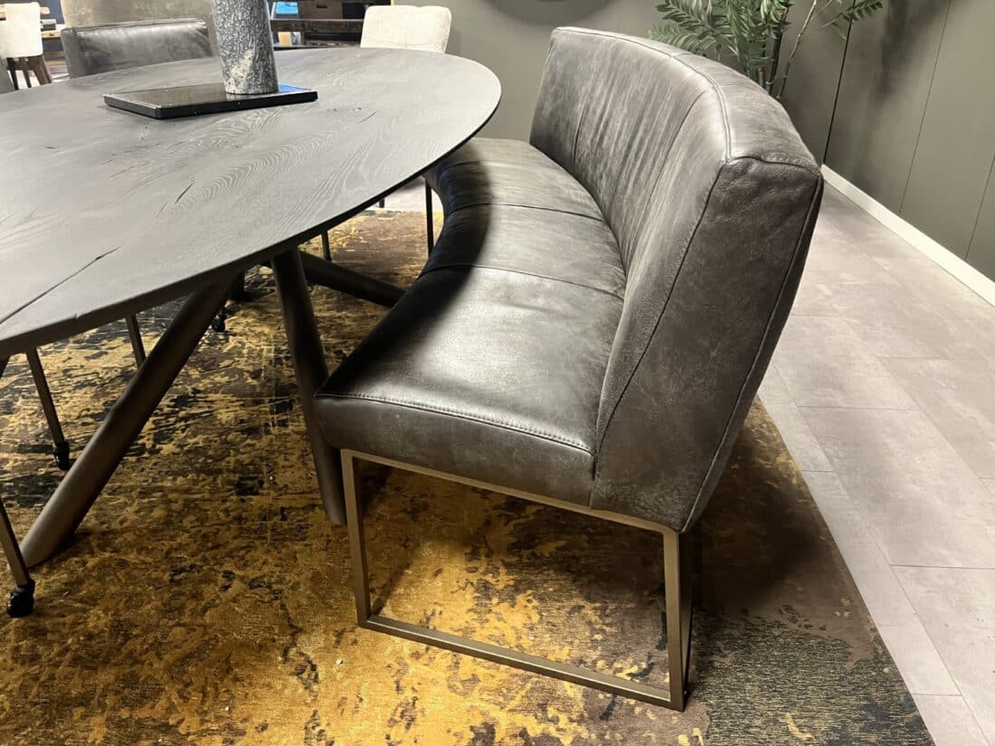Luxe half ronde eetkamerbank leder