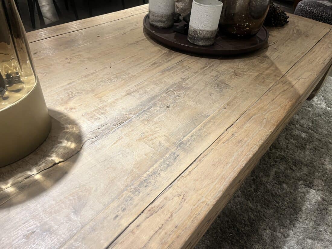 Grote oude salontafel olm hout
