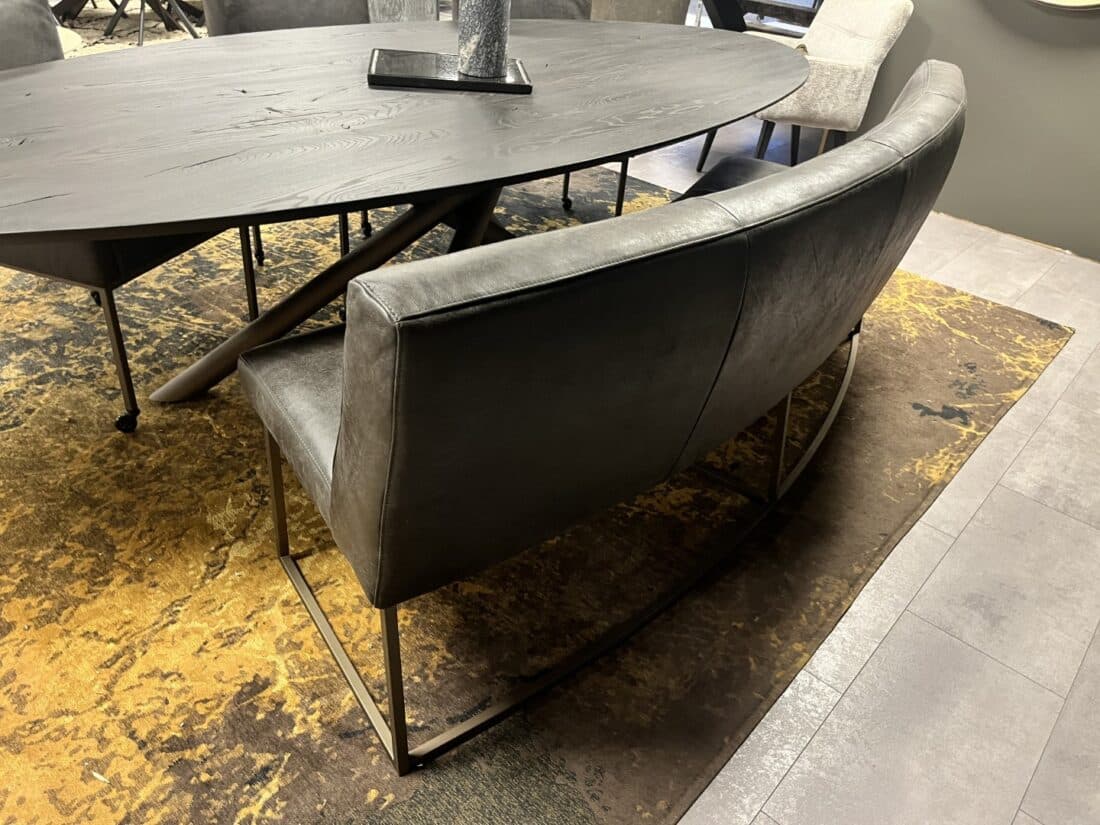 Luxe half ronde eetkamerbank leder